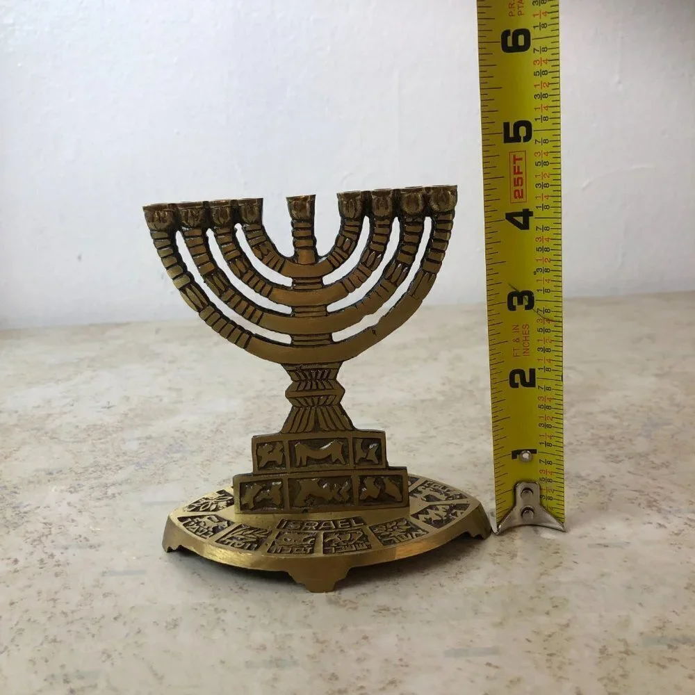 Israel Judaica Art Metalwor, Collectible Brass Menorah Alexa Name Engrav…